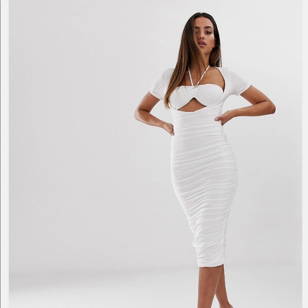 Club L London ruched bra top midi dress